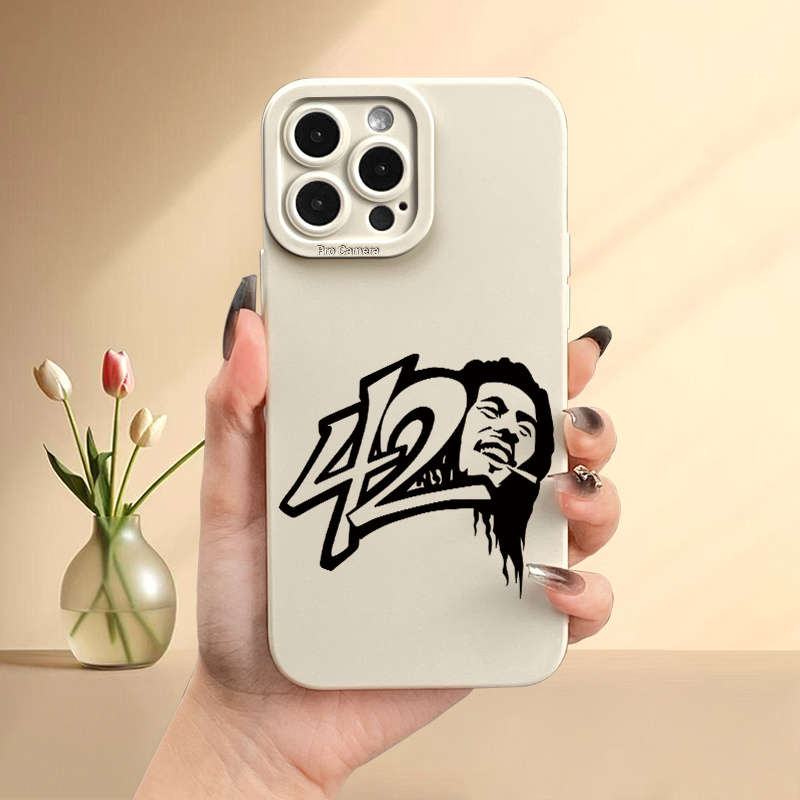 1Pc Beige For iPhone 12 Mini Smoking Men Pattern Phone Case