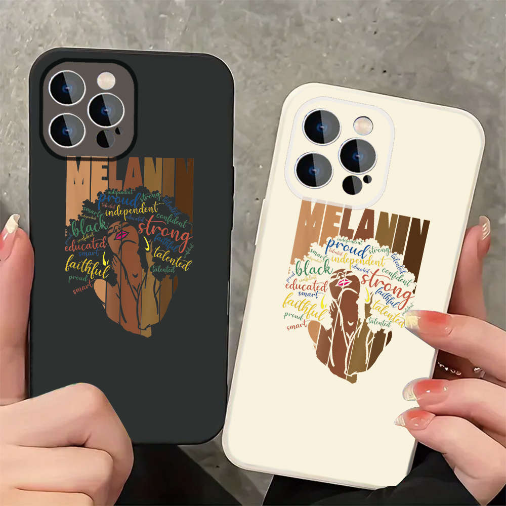 1Pc Black For iPhone 16 Plus Empowered Melanin Phone Case