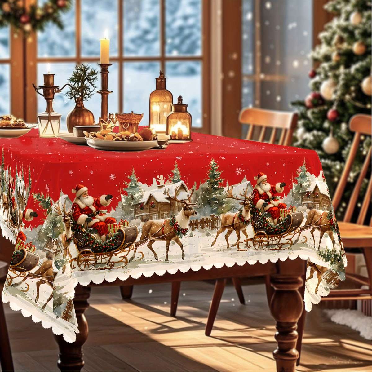 Christmas Tablecloth    148X148Cm Table Cloth