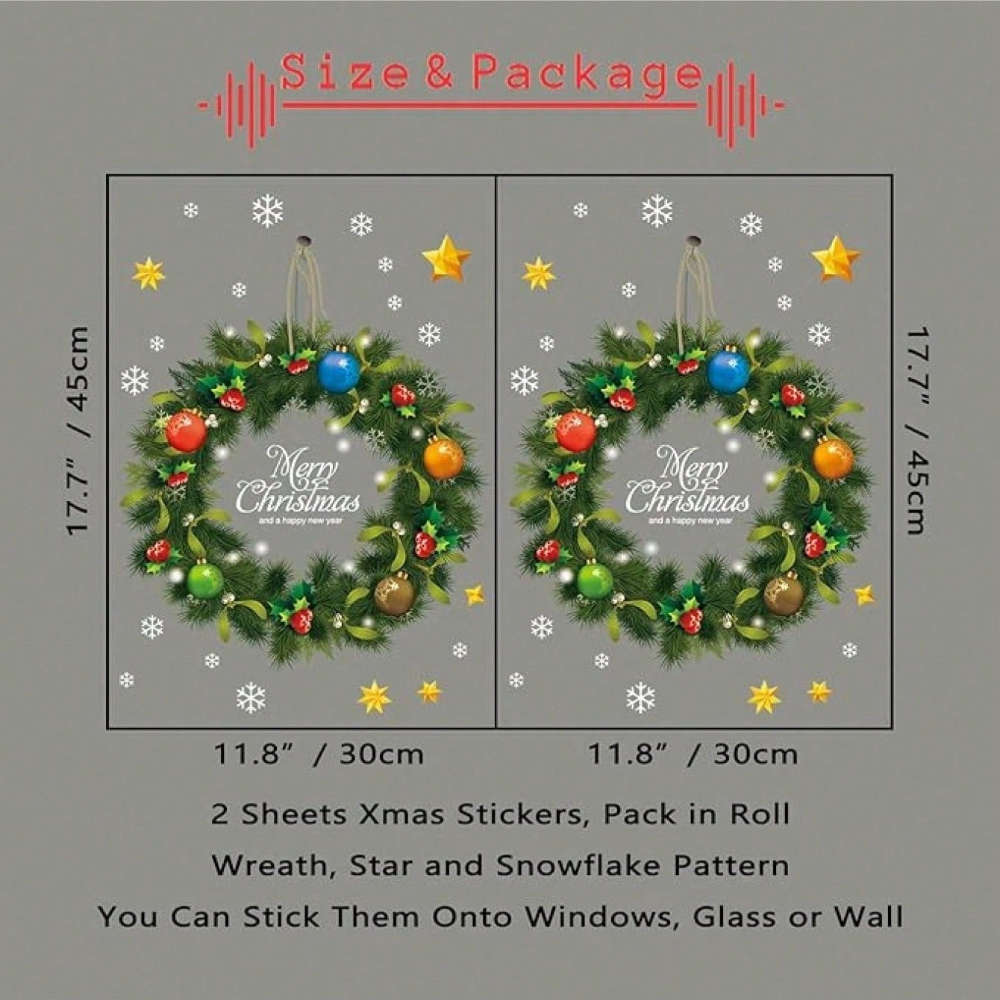 Christmas Decorations Style Christmas Wreath Window Sticker