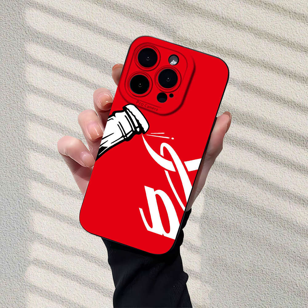 1Pc Black For iPhone 16 Pro Max Cola Drinks Designs Phone Case