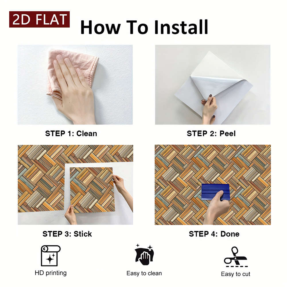 Self Adhesive Floor Stickers 7.87X7.87Inch 20X20Cm 10Pcs