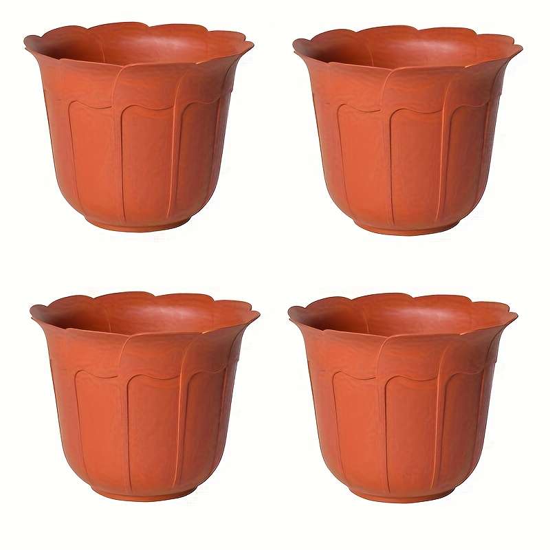 Flowerpot  1Pcmodel Brick-Red Fluted Flower Pot