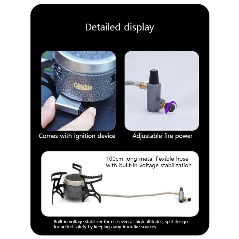 3 Portable Outdoor Gas Stove Windproof Camping Stove Press Power Ignition No