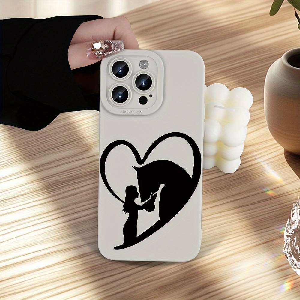 1Pc Ivory White For iPhone 12 Horse Themed Protective Phone Case
