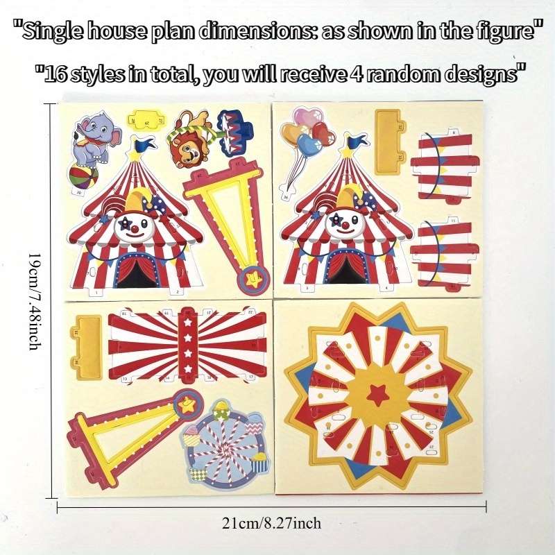 3D Building Model Puzzle Set Model Random Quantity 4 Pcs