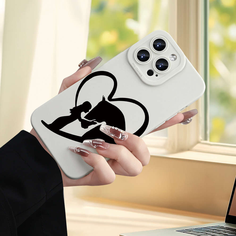 1Pc Ivory White For iPhone 12 Horse Themed Protective Phone Case