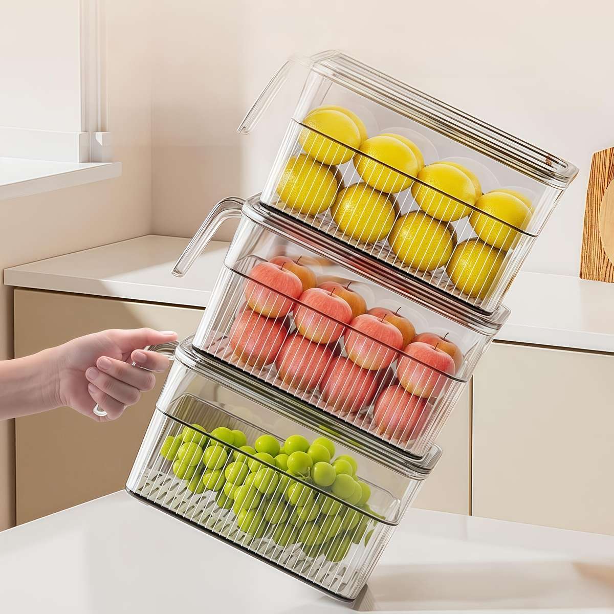 Antibacterial Box Transparent Set Of 3 1 Lid1 Box1 Draining Tray