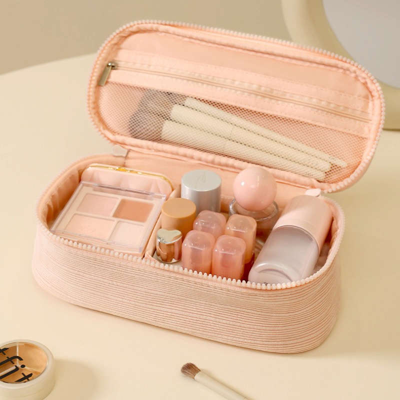 Luxury Large Capacity Cosmetic Organizer Bag Multiple Compartments Durable Fabri