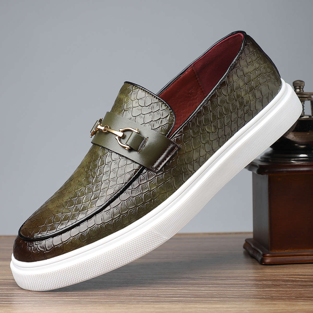 Mens Leather Shoes Color Green Sizeuk 8