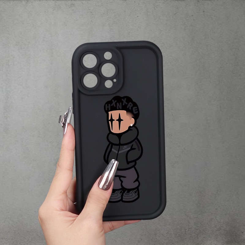 1Pc Black For iPhone 7 Plus 8 Plus Trendy Villain Pattern Phone Case