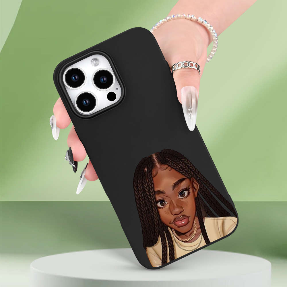 1Pc Black For iPhone 7 African Girl Pattern Phone Case