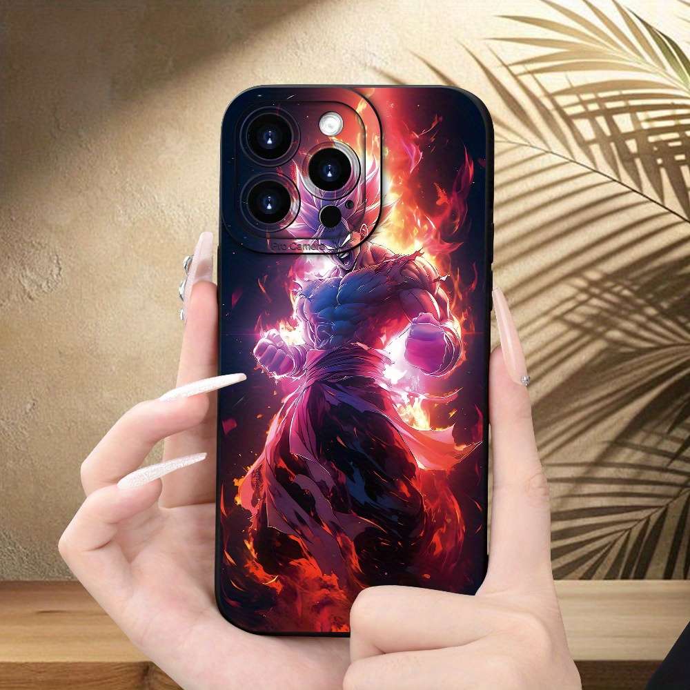 1Pc Black For iPhone 13 Mini Super Saiyan Pattern Phone Case
