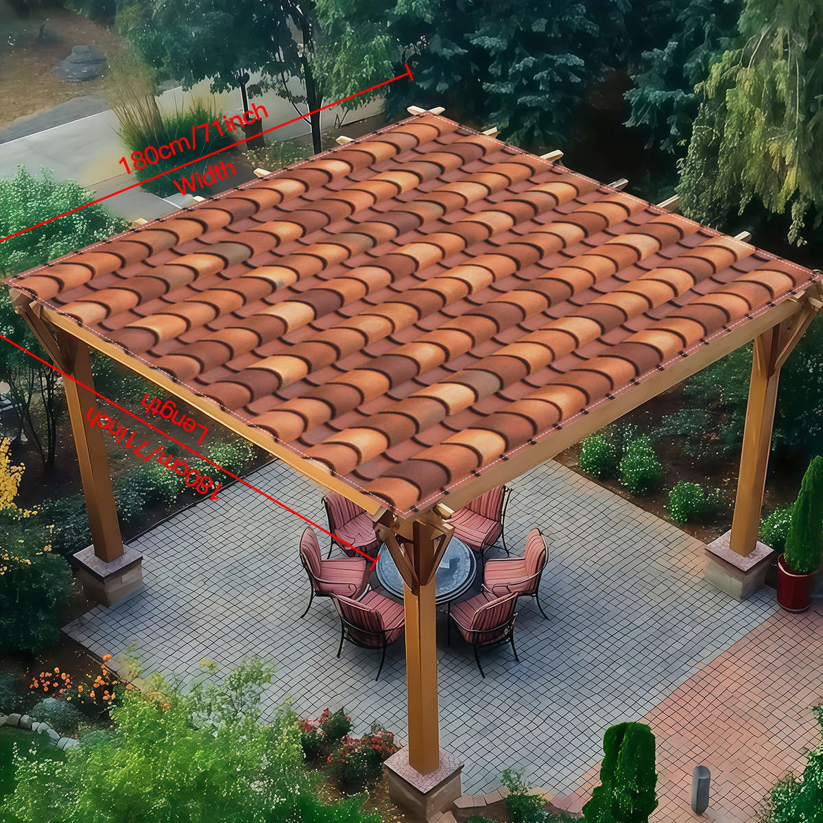 Roof Tile Pattern Polyester Sunshade 1.8x1.8m