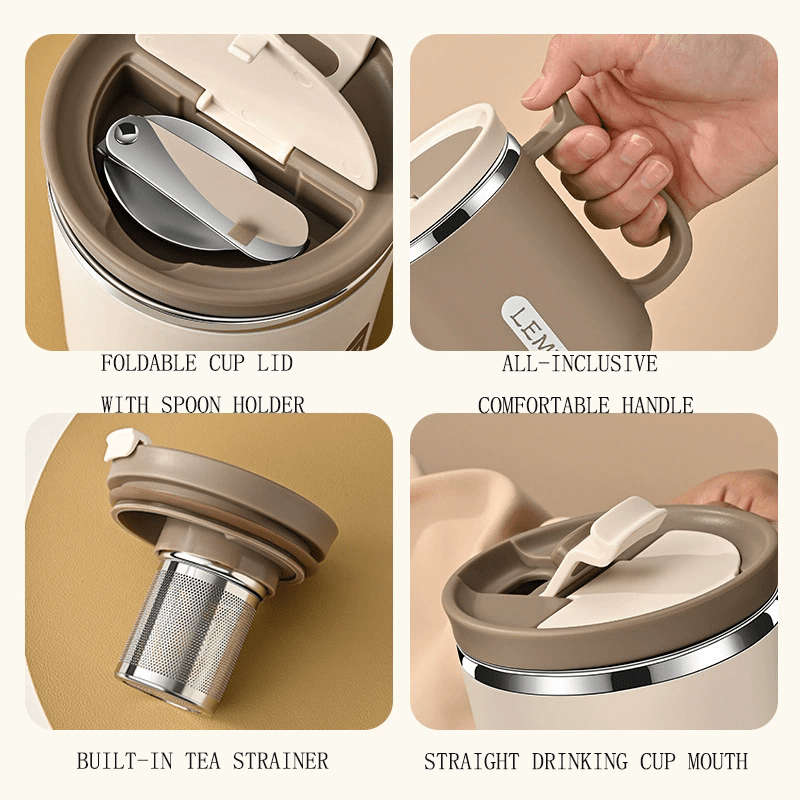 Water Cup Color Brown Mug With Spoon Size500Ml