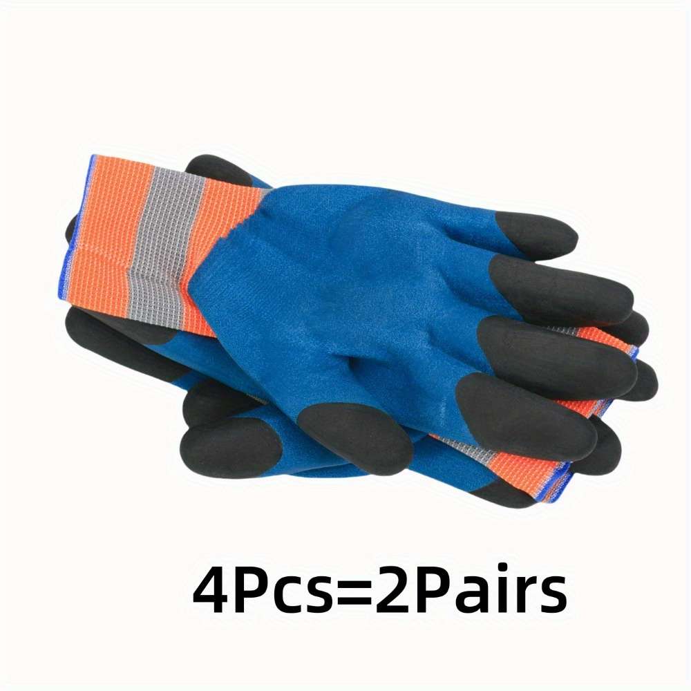 2 Pairs Black Finger Thickening Blue Base Multi Purpose Work Gloves