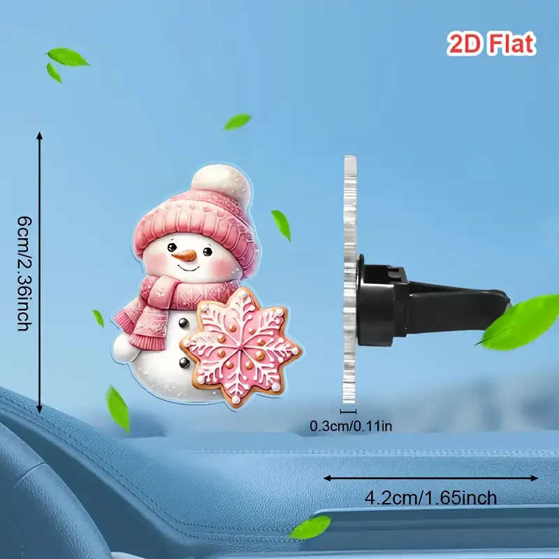 Car Interior Decor  2 Pink Snowman Car Fragrances