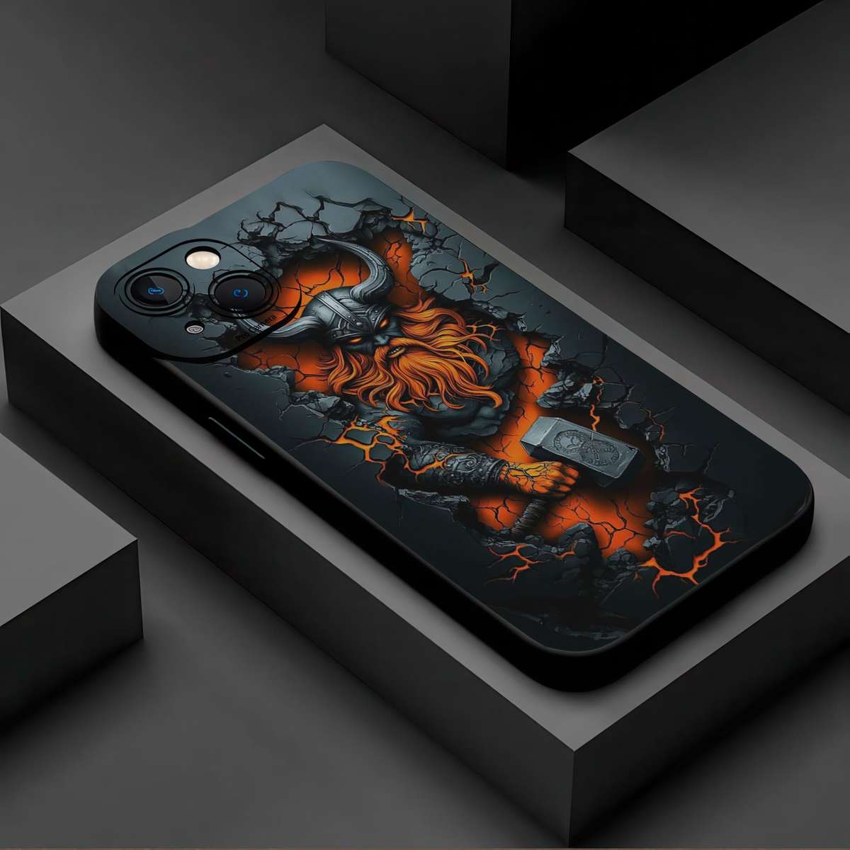 1Pc Black For iPhone 12 Pro Max Viking Pattern Phone Case