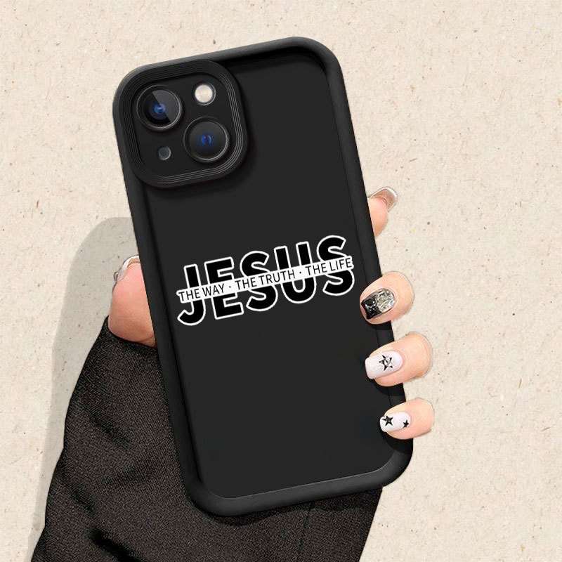1Pc Black For iPhone 15 Pro Max Jesus Design Phone Case
