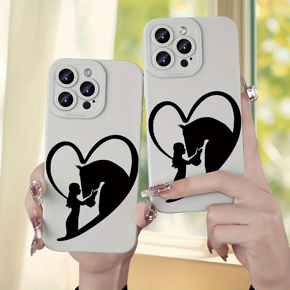 1Pc Ivory White For iPhone 12 Horse Themed Protective Phone Case