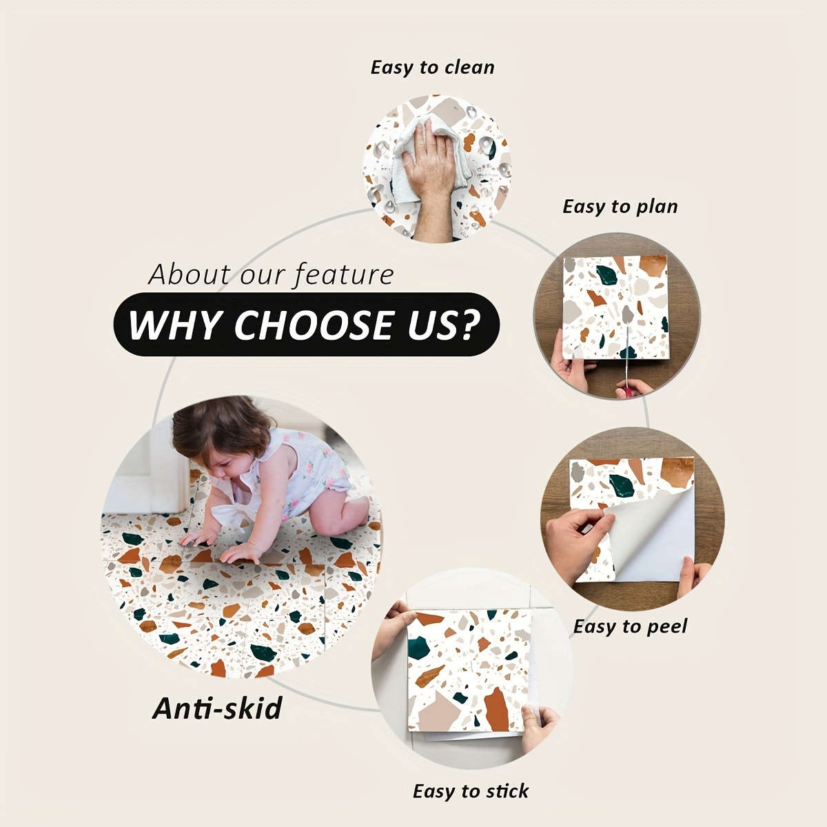 Floor Stickers Color Multicolor 1 Size 20Cmx20Cm