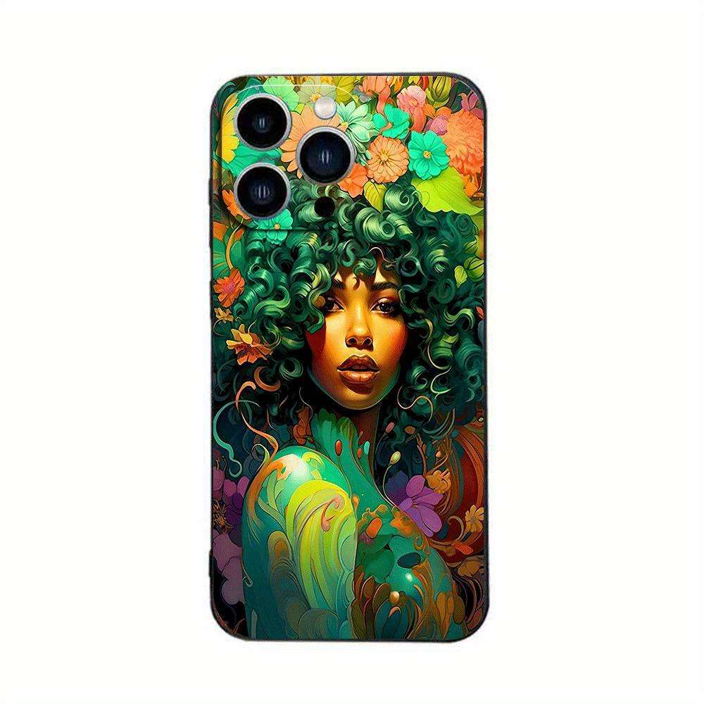 1Pc Black For iPhone 16 Plus African Style TPU Phone Case