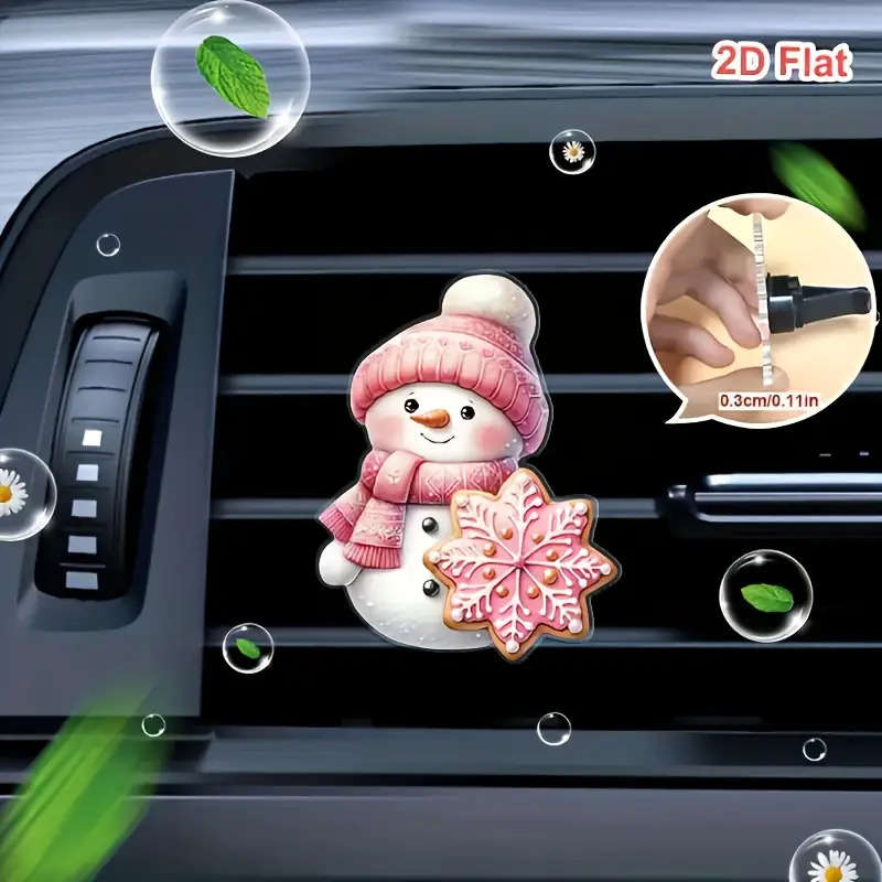 Car Interior Decor  2 Pink Snowman Car Fragrances