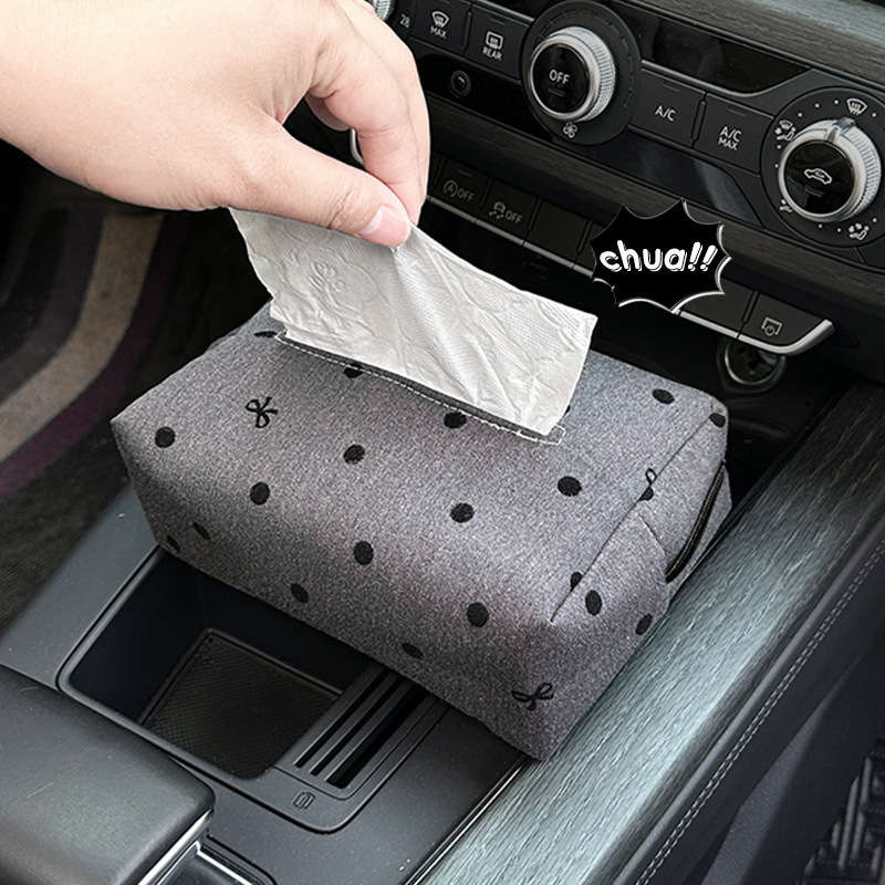 Car Tissue Box Style Polka Dot Bow Tissue Box Pink