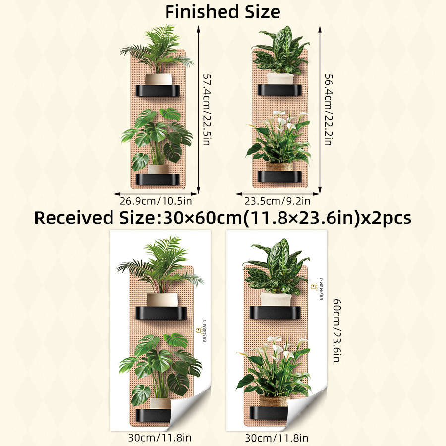 Wall Stickers Color 2Pcs Vivid Green Plant Pattern