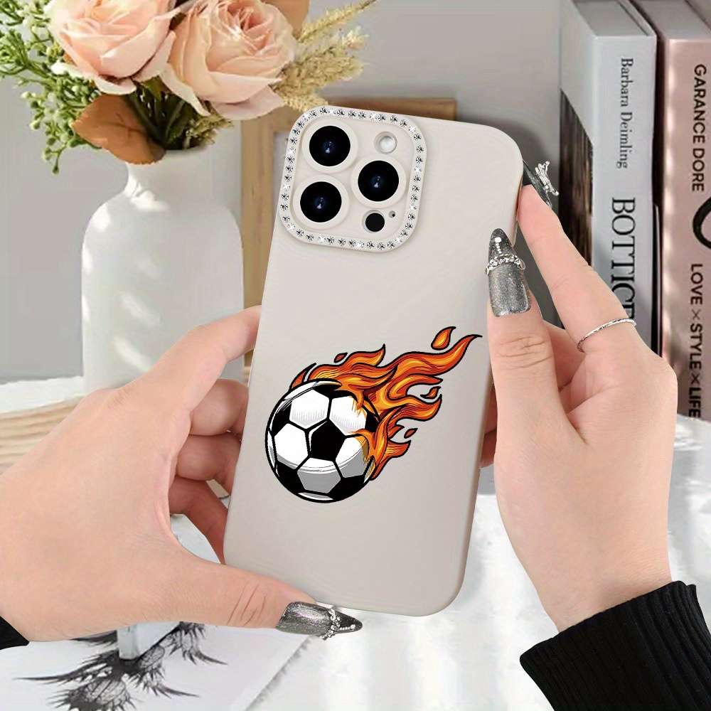 1Pc Ivory White For iPhone 14 Football Player Printed Phone Case