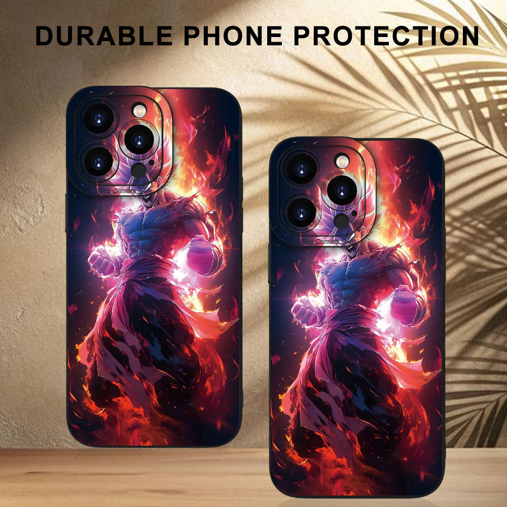 1Pc Black For iPhone 13 Mini Super Saiyan Pattern Phone Case