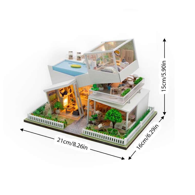 House Model Color Two Story Pool Villa