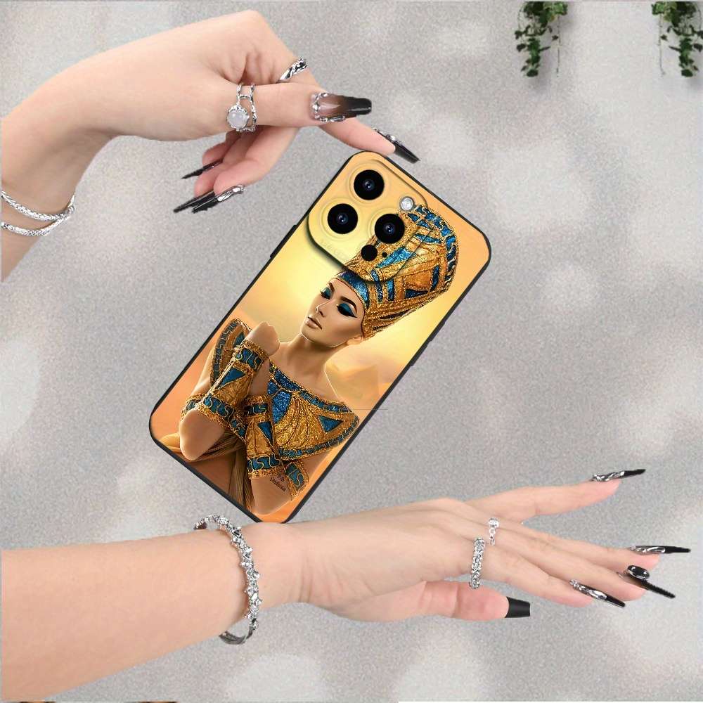 1Pc Black For iPhone 16 Pro Egyptian Queen Phone Case