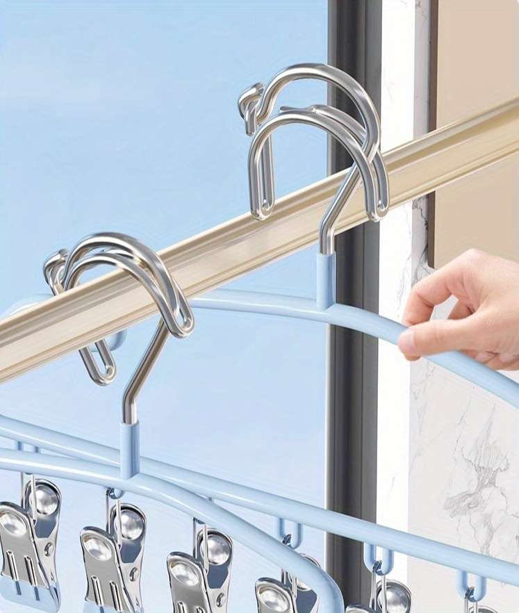 Clothes Rack 1 PackCloud Blue 8 Clips