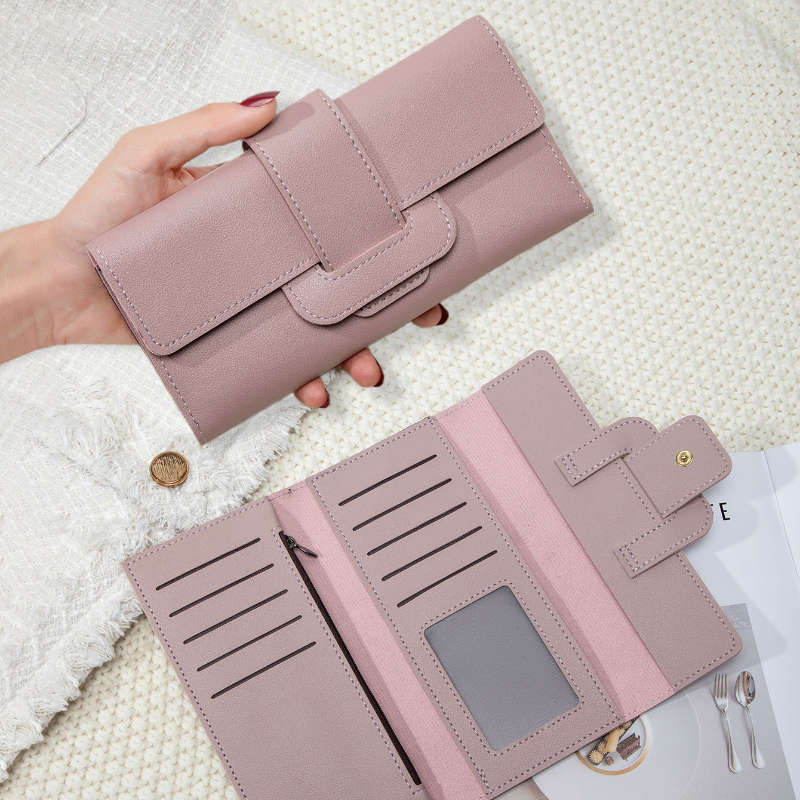 1pc Sleek Women's Long Tri-Fold WalletStylish Solid Color Design with Multiple Card Slots Clutc