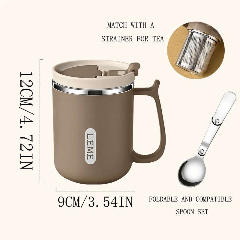 Water Cup Color Brown Mug With Spoon Size500Ml