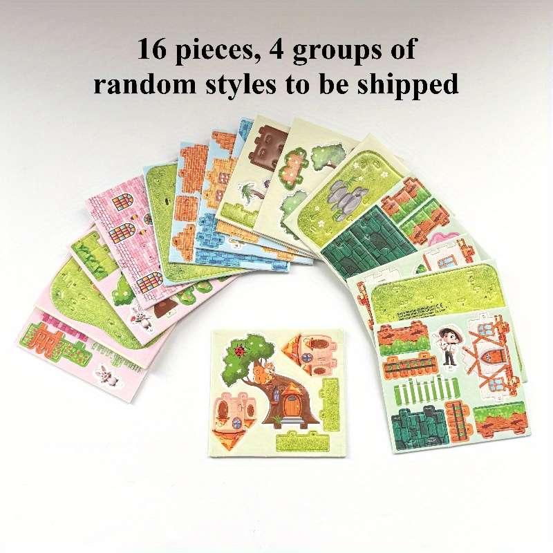 3D Building Model Puzzle Set Color Random Quantity 4 Pcs
