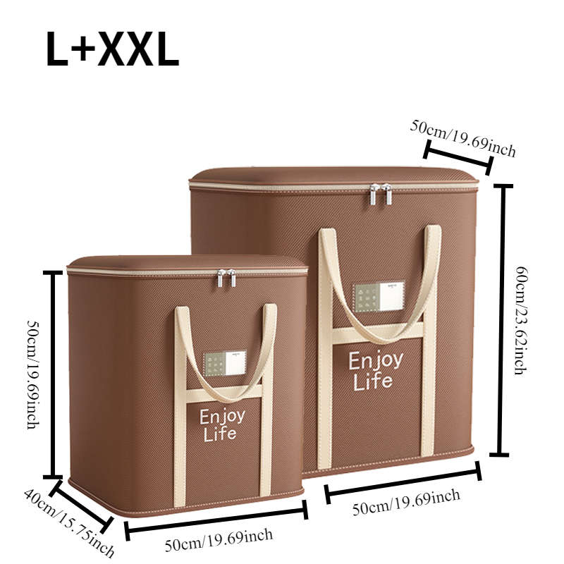 2Pcs Multifunctional Foldable Moving Bag Storage Brown 2 Pcs Size L Xl