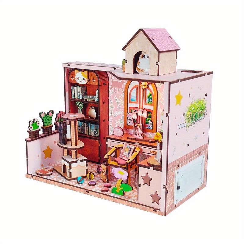 3D Building Model Puzzle Set Style Cat House
