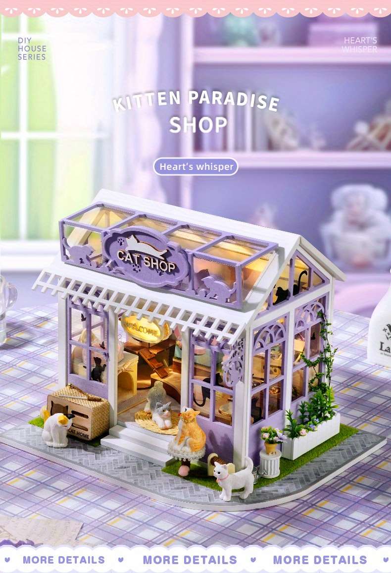 3D Building Model Puzzle Set Style Kitten Paradise