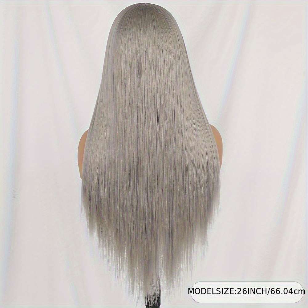 Grey Womens Wigs Hair Length 66.04Cm