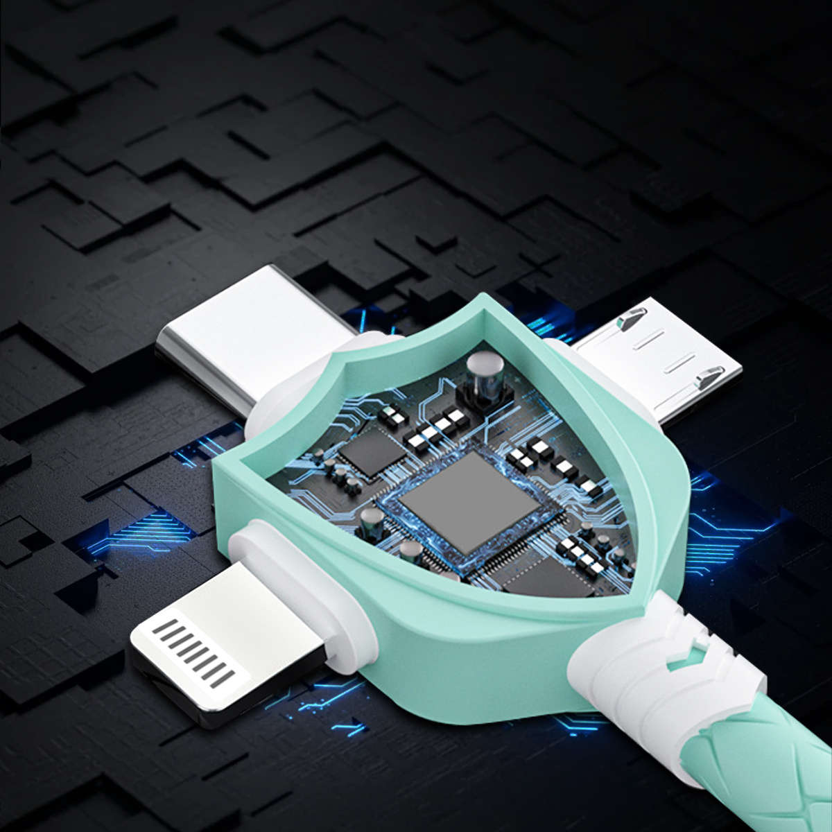 1pc Shield Silicone Data Cable 3-1 Mfi Certification Compatible with Multiple Devices Not Easy