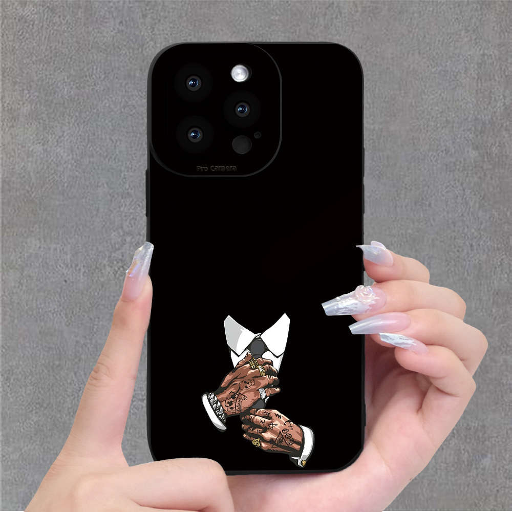 1Pc Black For iPhone 15 Plus Handsome Suit Man Phone Case