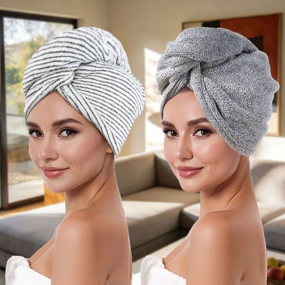 Hair Turban 2Pcs Striped