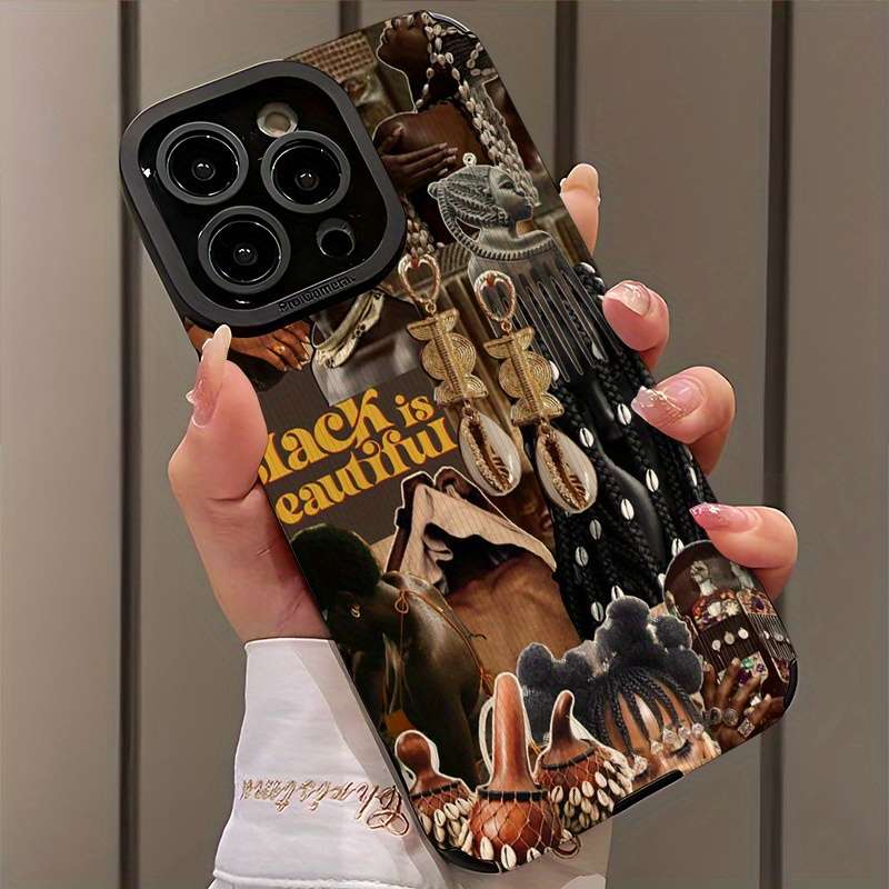 1Pc Mixed Color For iPhone 14 African Art and Jewelry Phone Case