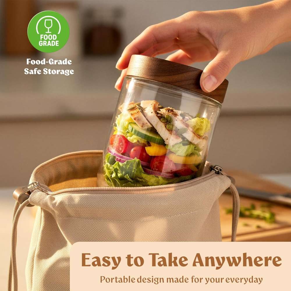 Sealed Jar Color Acacia Lid2Pcs