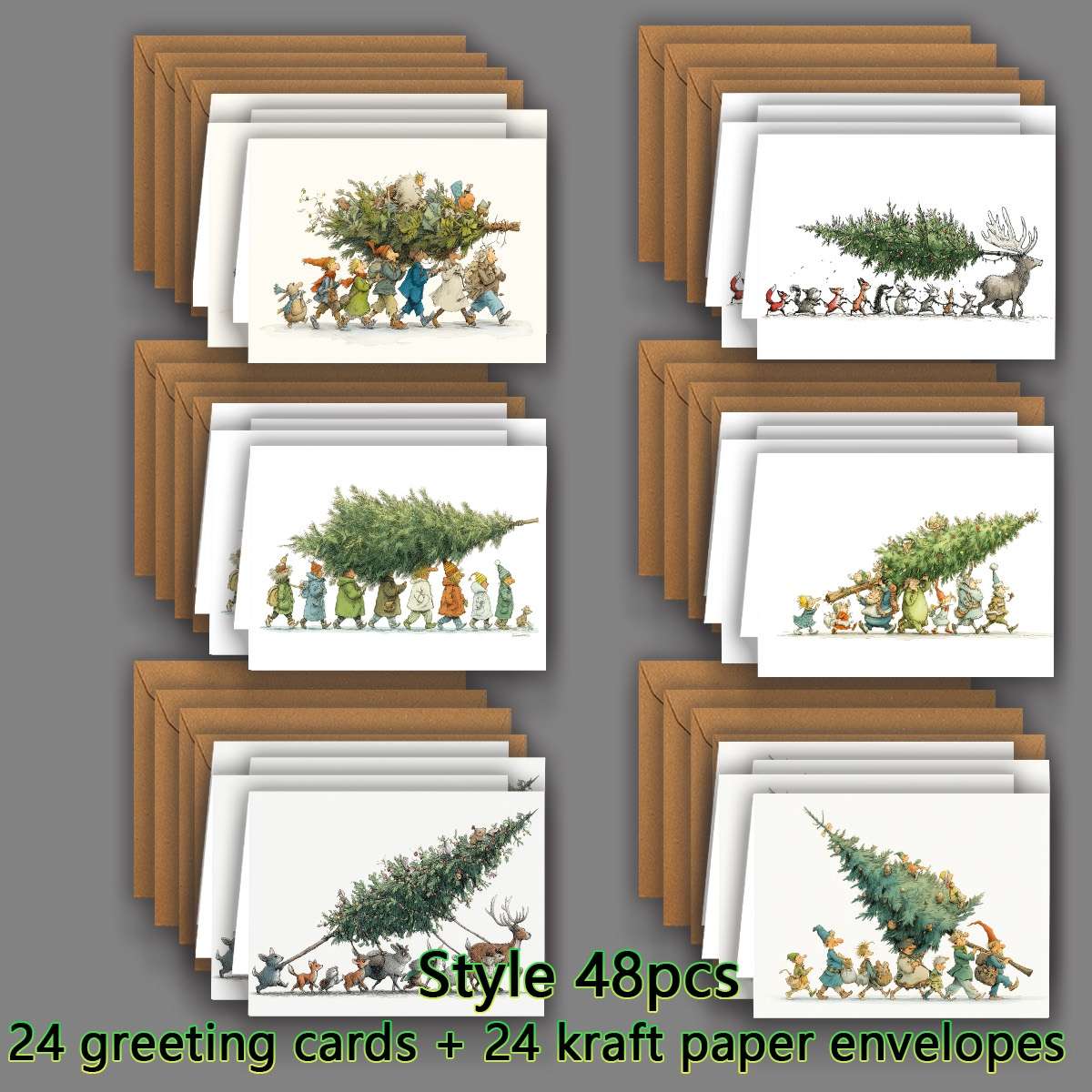 Greeting Cards Style Kraft Paper Envelope  Add  Greetin Quantity 48Pcs