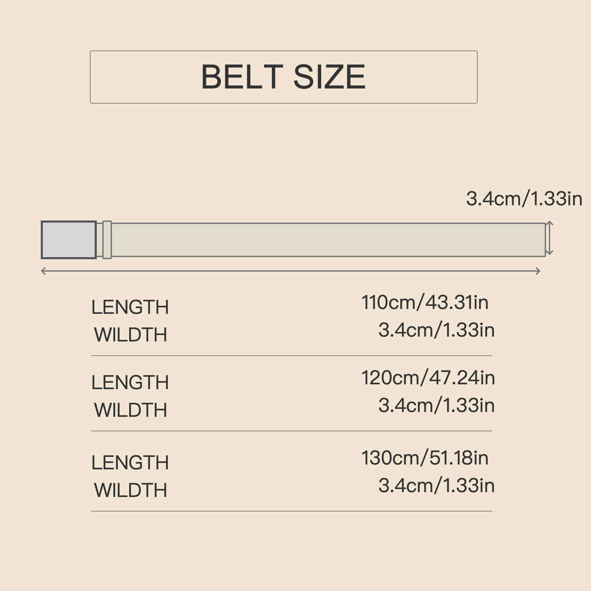 Belt Color Black Size 120Cm 47.2Inch