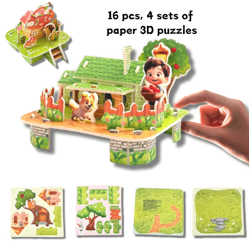 3D Building Model Puzzle Set Model Random Quantity 4 Pcs