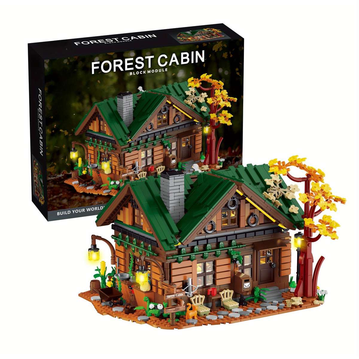 3D Building Model Puzzle Set Style Forest Cabin